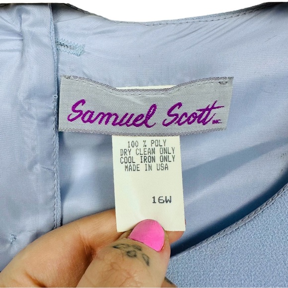 Samuel Scott Vintage Short Sleeve Back Button Beaded Fringe Blouse Light Blue - Picture 6 of 9
